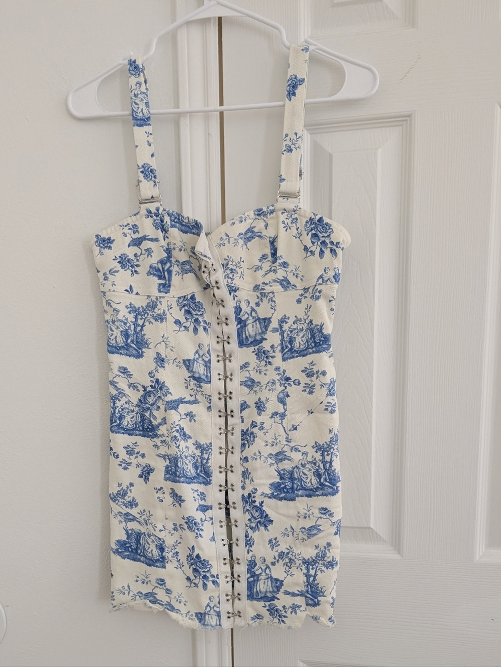 For Love & Lemons Blue and White Toile Mini Dress